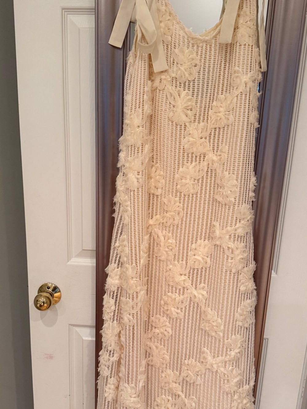 En Saison Cream Floral Crochet Maxi Dress